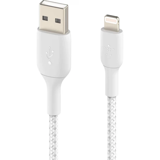 كابل بلكين بوست تشارج مضفّر من نوع USB-A مع موصل لايتنينغ، بطول 3 أمتار، أبيض - بيلكين - Image 6