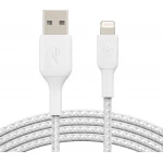 كابل بلكين بوست تشارج مضفّر من نوع USB-A مع موصل لايتنينغ، بطول 3 أمتار، أبيض - بيلكين
