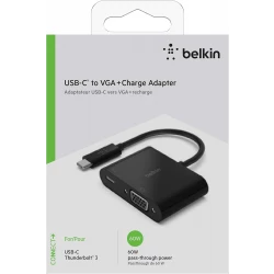 محول بيلكين USB-C إلى VGA مع توصيل طاقة 60 واط لجهاز MacBook و iPad والمزيد