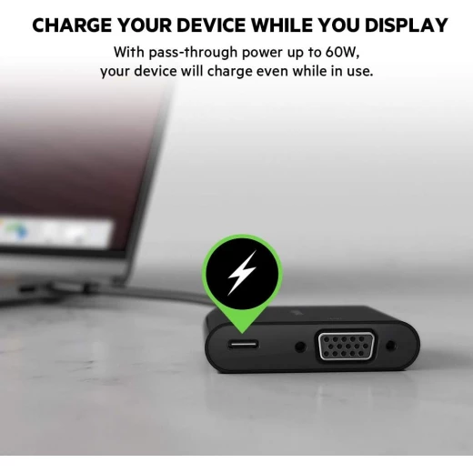 محول بيلكين USB-C إلى VGA مع توصيل طاقة 60 واط لجهاز MacBook و iPad والمزيد - بيلكين - Image 2