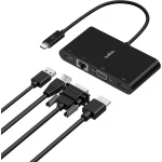 موزع USB-C 4 في 1 من بيلكين، محطة إرساء متعددة المنافذ لأجهزة iPad وiPad Mini وMacBook وMac Mini وMacBook Air وMacBook Pro مع منفذ USB-C Gigabit Ethernet وUSB-A 3.0 وVGA و4K HDMI - بيلكين