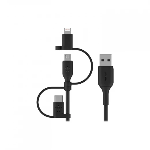 Belkin BoostCharge Universal Cable, USB-A cable with USB-C, Micro-USB and Lightning connectors, 1M Belkin BoostCharge Universal Cable, USB-A cable with USB-C, Micro-USB and Lightning connectors, 1M