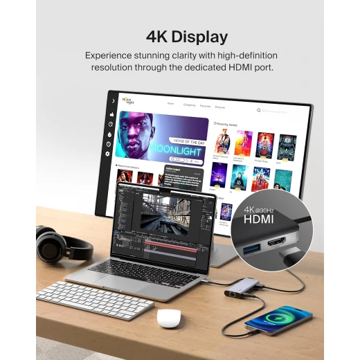 محول بيلكين 6 في 1 USB-C متعدد المنافذ مع HDMI 4K، 100 واط PD، إيثرنت، SD لجهاز MacBook Pro/Air - بيلكين - Image 5
