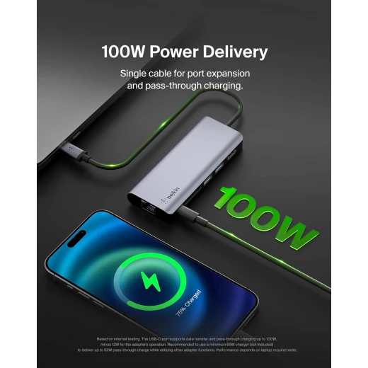 محول بيلكين 6 في 1 USB-C متعدد المنافذ مع HDMI 4K، 100 واط PD، إيثرنت، SD لجهاز MacBook Pro/Air - بيلكين - Image 7