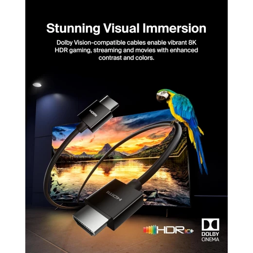 Belkin Ultra HD HDMI 2.1 Cable 6.6ft/2M - 4K/8K High Speed for PS5, Xbox Series X, Dolby Vision - Belkin - Image 7