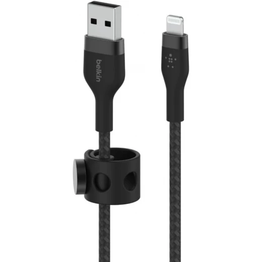 كابل بلكين بوست تشارج برو فليكس مضفّر من السيليكون – USB-A إلى لايتنينغ، بطول 1 متر، أسود - بيلكين - Image 2