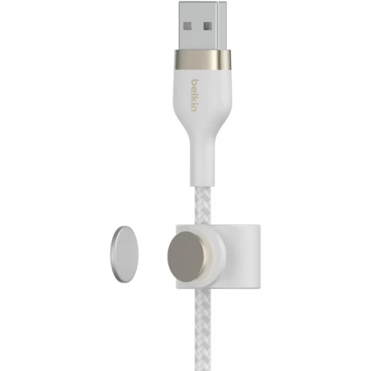 كابل بلكين بوست تشارج برو فليكس مضفّر من السيليكون – USB-A إلى لايتنينغ، بطول 3 أمتار، أبيض - بيلكين - Image 2