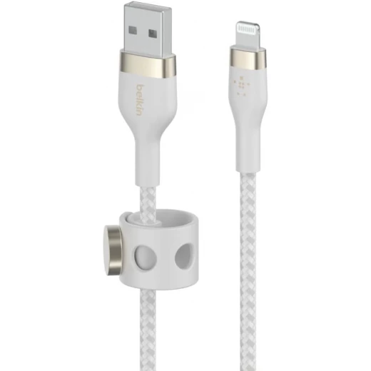 كابل بلكين بوست تشارج برو فليكس مضفّر من السيليكون – USB-A إلى لايتنينغ، بطول 3 أمتار، أبيض - بيلكين - Image 4