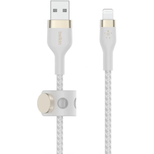 كابل بلكين بوست تشارج برو فليكس مضفّر من السيليكون – USB-A إلى لايتنينغ، بطول 3 أمتار، أبيض - بيلكين - Image 5