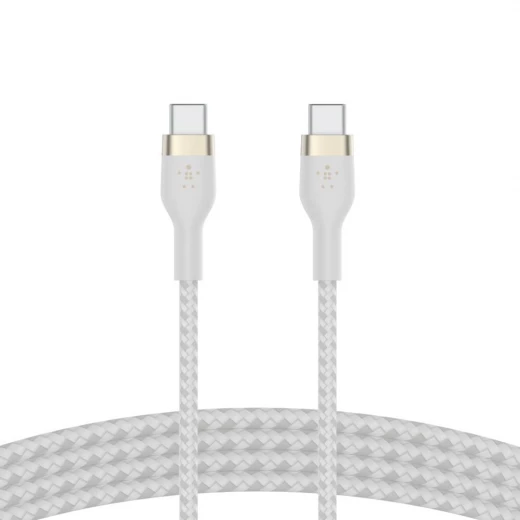 كابل بلكين بوست تشارج برو فليكس مضفّر من السيليكون – USB-C إلى USB-C، بطول 1 متر، أبيض كابل بلكين بوست تشارج برو فليكس مضفّر من السيليكون – USB-C إلى USB-C، بطول 1 متر، أبيض