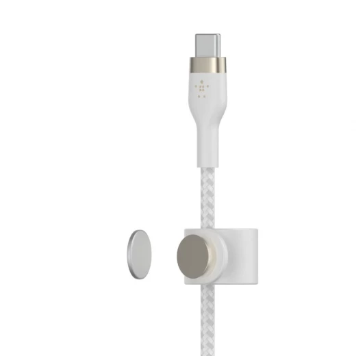 كابل بلكين بوست تشارج برو فليكس مضفّر من السيليكون – USB-C إلى USB-C، بطول 1 متر، أبيض - بيلكين - Image 3
