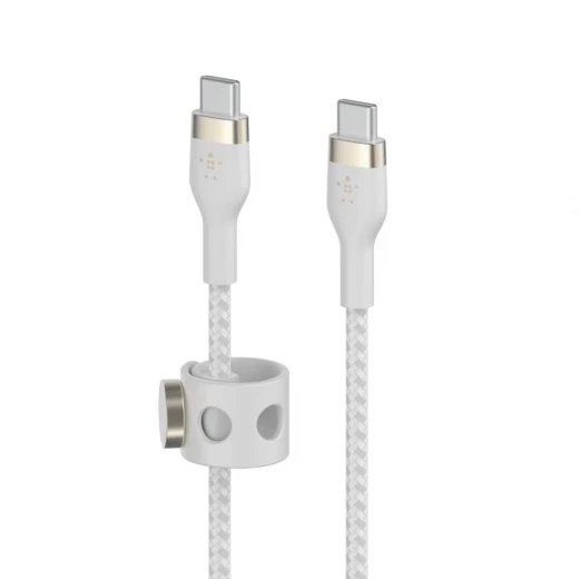 كابل بلكين بوست تشارج برو فليكس مضفّر من السيليكون – USB-C إلى USB-C، بطول 1 متر، أبيض - بيلكين - Image 4