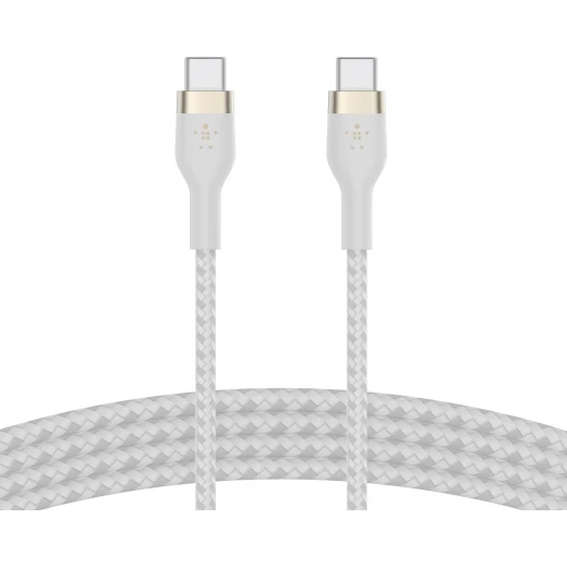 Belkin BoostCharge PRO Flex USB-C to USB-C Braided Silicone Cable, 2M, White Belkin BoostCharge PRO Flex USB-C to USB-C Braided Silicone Cable, 2M, White