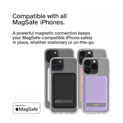 بنك طاقة لاسلكي MagSafe من بيلكين سعة 5000 مللي أمبير لأجهزة iPhone 17/Pro/Pro Max و AirPods - أسود - بيلكين - Image 3