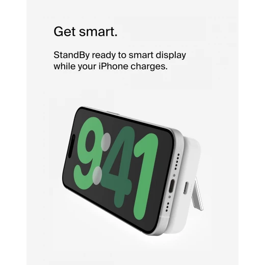 Belkin 5000mAh MagSafe Wireless Power Bank for iPhone 16/Pro/Max - White with Kickstand - Belkin - Image 7