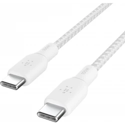 Belkin 6.6ft USB-C to USB-C Cable 100W White Braided Charger Cord for iPhone, Galaxy, iPad & More