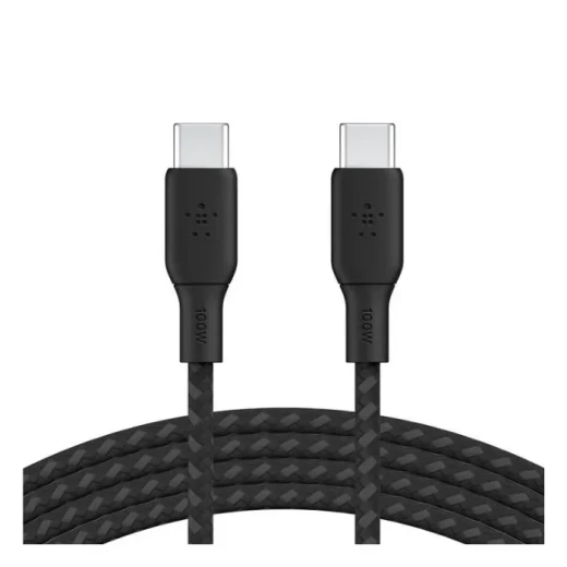 Belkin Braided USB-C to USB-C Cable, 100W, 3m, Black, Fast Charging and Data Transfer for Compatible Devices, Model CAB014bt3M Belkin Braided USB-C to USB-C Cable, 100W, 3m, Black, Fast Charging and Data Transfer for Compatible Devices, Model CAB014bt3M