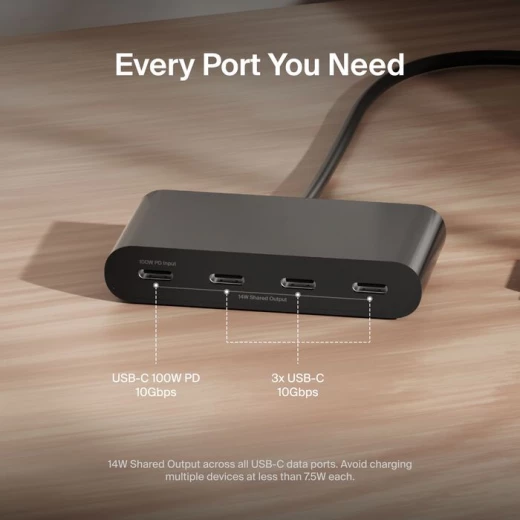 محور بلكين USB-C بـ 4 منافذ: نقل بيانات سريع لجهاز MacBook/iPad - Image 5