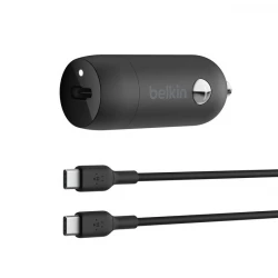 شاحن سيارة بيلكين 30W USB-C PD مع كابل USB-C - أسود