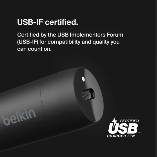 شاحن سيارة بيلكين 30W USB-C - شحن سريع لأجهزة iPhone 16/15 و Galaxy S25/S24 و Pixel 9 - أسود - بيلكين - Image 4