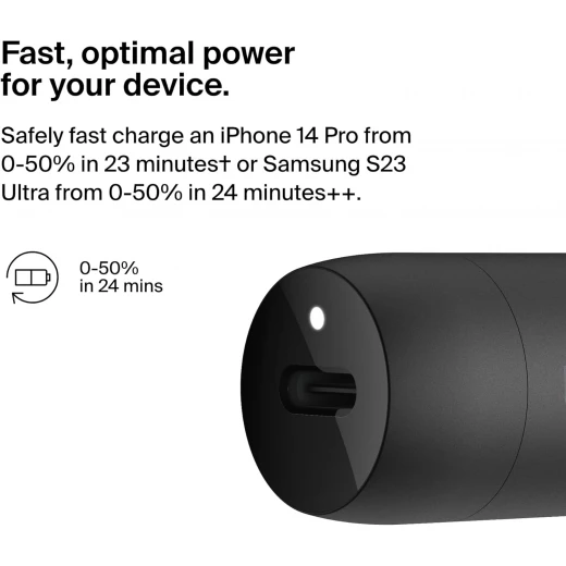 شاحن سيارة بيلكين 30W USB-C - شحن سريع لأجهزة iPhone 16/15 و Galaxy S25/S24 و Pixel 9 - أسود - بيلكين - Image 6