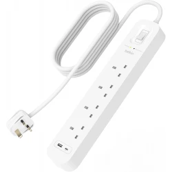 شريط حماية من زيادة التيار الكهربائي من بيلكين مع منافذ USB-C و USB-A، 4 منافذ، سلك 2 متر
