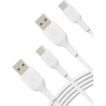 بيلكن كابل شحن USB-A إلى USB-C عبوة من قطعتين 3.3 قدم أبيض - شحن سريع لأجهزة iPhone 16/15 و Galaxy S25 و Pixel 9 والمزيد - بيلكين