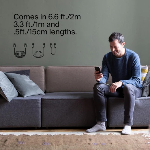 كابل بيلكين BoostCharge USB-C إلى USB-C بطول 3.3 قدم (أبيض، عبوة من قطعتين) لأجهزة iPhone 16 و Galaxy S25 و iPad Pro والمزيد - بيلكين - Image 4