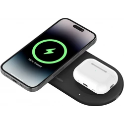 Belkin 2-in-1 Magnetic Wireless Charger Qi2 15W - Fast Charging for iPhone & AirPods