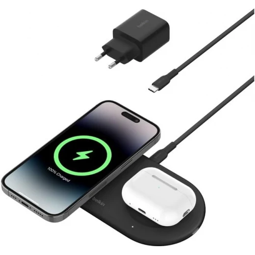 Belkin 2-in-1 Magnetic Wireless Charger Qi2 15W - Fast Charging for iPhone & AirPods - Belkin - Image 4