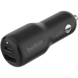 Belkin BoostCharge 42W Dual Port Car Charger for iPhone 16, Galaxy S25, & More - Black