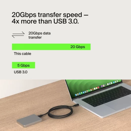 كابل بيلكين USB4 240 واط 20 جيجابت في الثانية - 6.6 قدم/2 متر - شحن سريع - بيلكين - Image 3