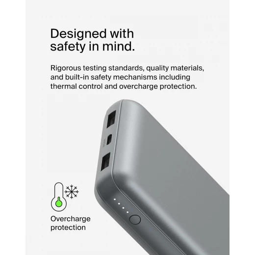 شاحن بيلكين 20000 mAh USB-C باور بانك محمول مع منفذي USB-A - رمادي - بيلكين - Image 8