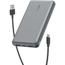 شاحن بيلكين 20000 mAh USB-C باور بانك محمول مع منفذي USB-A - رمادي