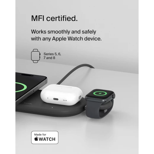 شاحن بيلكين USB-C المحمول لساعة Apple Watch Series 9/8/7/Ultra - أسود - بيلكين - Image 2