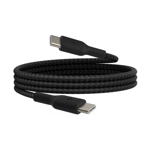 كابل بلكين بوست تشارج مضفّر من نوع USB-C إلى USB-C، بطول 0.15 متر، أسود