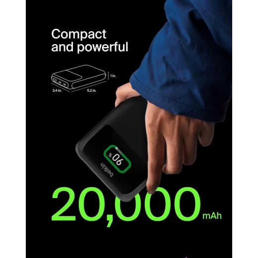 بنك طاقة بيلكين BoostCharge بـ 3 منافذ للكمبيوتر المحمول 20K مع USB-C - شحن سريع - بيلكين - Image 3