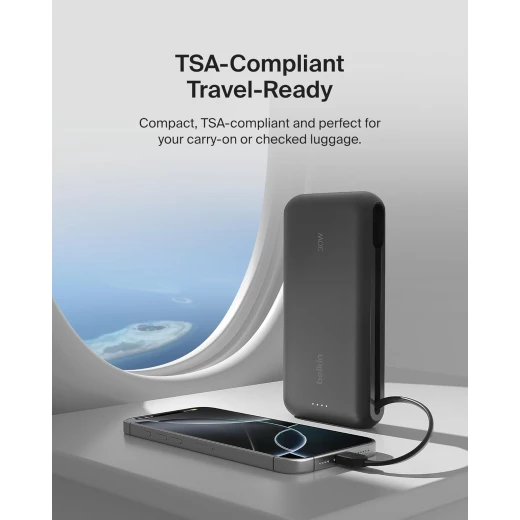 Belkin 20K PD 30W Portable Charger Power Bank with Integrated USB-C Cable - Fast Charging for iPhone, iPad, Galaxy - Belkin - Image 4
