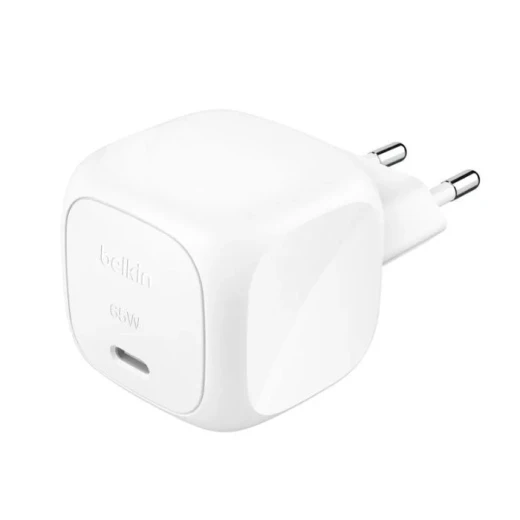 Belkin 65W Compact USB-C Wall Charger, Fast Charging Power Adapter for Compatible Smartphones, Tablets and Laptops, Compact Portable Design, White, Model WCA011kqWH Belkin 65W Compact USB-C Wall Charger, Fast Charging Power Adapter for Compatible Smartphones, Tablets and Laptops, Compact Portable Design, White, Model WCA011kqWH