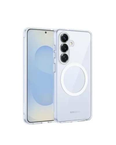 Belkin SheerForce Clear Magnetic Case for Samsung Galaxy S26, slim transparent design with 4M drop protection, anti-scratch, anti-yellowing and Qi2 charging.