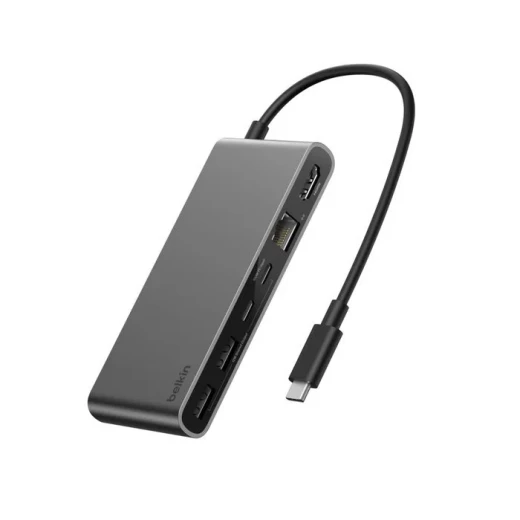 محول بيلكن كونكت 8 منافذ USB C مع إيثرنت 2.5 جيجابايت، أسود، يتضمن 2 منفذ USB A، يدعم دقة تصل إلى 8K، متوافق مع أجهزة متعددة - Image 2