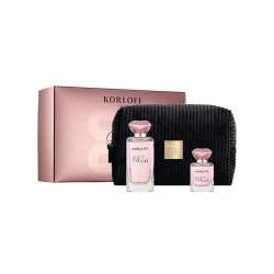 طقم عطر كورلوف ميس كورلوف أو دو بارفان 88 مل + 30 مل + حقيبة | عطر زهري خشبي مسكي للنساء | بنفحات الكشمش والفانيليا والمسك.