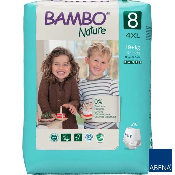 Bambo Nature Size 8 Eco-Friendly Baby Diapers 19+ kg, 16 Count - Bambo Nature