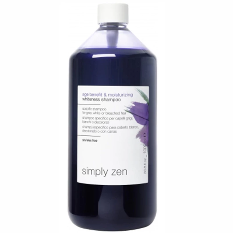 Simply Zen Age Benefit Moisturizing Whiteness Shampoo 1000ml for Gray, White, Bleached Hair - Simply Zen