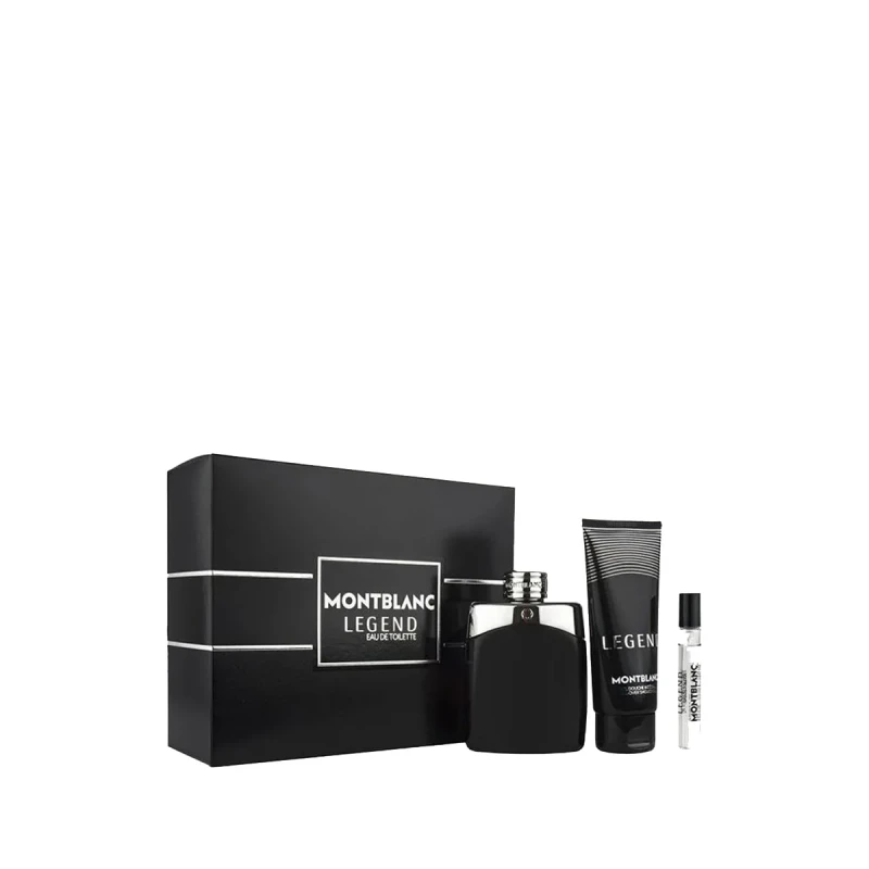Montblanc Legend Fragrance Gift Set EDT 100ml EDT 2x7.5ml and Shower Gel 100ml Aromatic Fougere Fresh Masculine Scent Travel Ready Collection - Montblanc