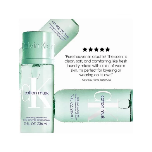 Calvin Klein CK Cotton Musk Perfume Mist 236ml Refreshing Unisex Fragrance for Hair & Body - Calvin Klein - Image 3