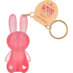 إيسنس SOMEBUNNY LIKE YOU ملمع شفاه 01 – ملمع شفاه بتصميم أرنب مع ميدالية، لون شفاف ولمعان ثلاثي الأبعاد لإطلالة طبيعية مشرقة