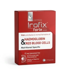 مكمل غذائي إيروفيكس فورت IROFIX FORTE، 30 كبسولة، يحتوي على الحديد لدعم مستويات الحديد الطبيعية وتكوين خلايا الدم الحمراء والمساهمة في إنتاج الطاقة