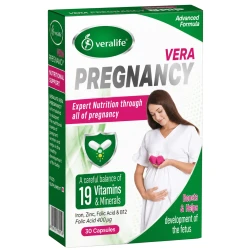Veralife Pregnancy 30 Capsules Prenatal Multivitamin with 19 Essential Vitamins Minerals Folic Acid & Iron for Fetal & Maternal Care