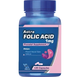 Astra Folic Acid 1mg 120 Tablets - Essential B-Vitamin Supplement for Cellular Health, Red Blood Cell Support & Overall Wellness